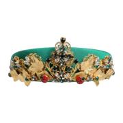 Kristallen Tiara Haarband met Gouden Motieven Dolce & Gabbana , Green ...