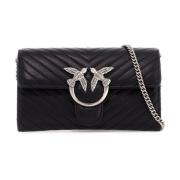 Chevron Crossbody Tas met Love Birds Gesp Pinko , Black , Dames