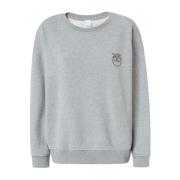 Geborduurd logo ronde hals sweatshirt Pinko , Gray , Dames