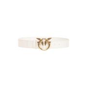 Love Birds Leren Riem met Diamond Cut Gesp Pinko , White , Dames