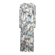 Blauwe Bloemen Midi Jurk Tory Burch , Multicolor , Dames