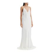 Rhinestone Maxi Slip Jurk Alessandra Rich , White , Dames