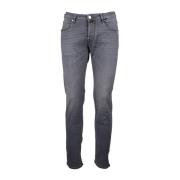 Slim Fit Leren Afgezette Jeans Jacob Cohën , Gray , Heren