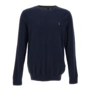 Blauwe Wol Ronde Hals Trui Polo Ralph Lauren , Blue , Heren