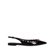 Kristalversierde Slingback Platte Schoenen Dolce & Gabbana , Black , D...