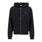 Geborsteld Katoenen Hoodie met Rits Lanvin , Black , Heren