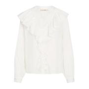 Elegante Karma Blouse met Kant Details RUE de Femme , White , Dames