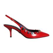 Rode Kristal Slingback Hakken Dolce & Gabbana , Red , Dames