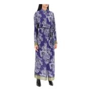 Maxi chemisier jurk met bloemenprint Etro , Purple , Dames