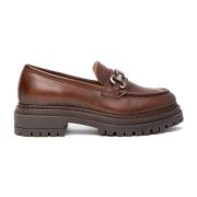 Bruine Leren Blokhak Schoenen Nerogiardini , Brown , Dames