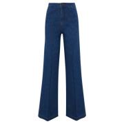 Hoge taille denim broek wijde pasvorm Twinset , Blue , Dames