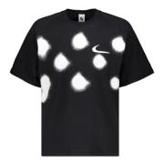 Korte Mouw T-shirt met Spray Print Off White , Black , Heren