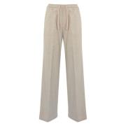 Wijde Pijp Viscose Broek Herno , Beige , Dames