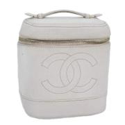 Pre-owned Leather pouches Chanel Vintage , White , Dames