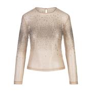 Roze Transparante Tule Top met Strass Krokodil Patroon Ermanno Scervin...