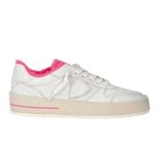 Witte lage sneakers met roze eco bont Philippe Model , White , Dames