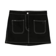 Zwarte Denim Rok met Contraststiksels Courrèges , Black , Dames