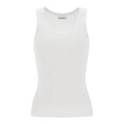 Geribbelde Mouwloze Top met Diepe Halslijn Haikure , White , Dames