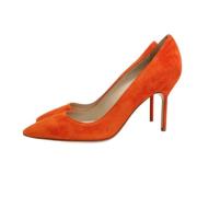 Pre-owned Suede heels Manolo Blahnik Pre-owned , Orange , Dames