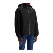 Boxy Windbreaker Jas met Capuchon Off White , Black , Heren