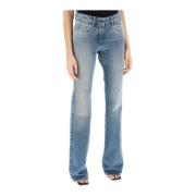 Vintage Bootcut Distressed Denim Jeans Off White , Blue , Dames