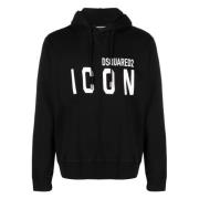 Zwarte Iconische Klassieke Hoodie Dsquared2 , Black , Heren