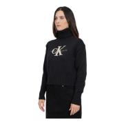 Zwarte coltrui met logo Calvin Klein Jeans , Black , Dames