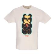 Klassieke Teddy Cream Tee met Print Obey , Beige , Heren