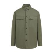 Casual Overshirt met Geborduurde Vierklaver Off White , Green , Heren