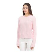 Roze gebreide trui met ronde hals Tommy Jeans , Pink , Dames