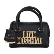 Zwarte handtas met logoprint Love Moschino , Black , Dames