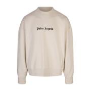 Witte Crew-neck Sweatshirt met Logo Print Palm Angels , White , Heren