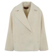 Dubbelbreasted Alpaca en wollen jas Max Mara Studio , White , Dames