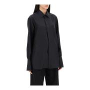 Zijden Georgette Lange Mouwen Shirt Burberry , Black , Dames