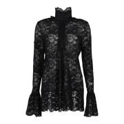 Kanten blouse met hoge hals en lange mouwen Paco Rabanne , Black , Dam...