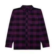 Geruit Patroon Logo Overshirt 'Violet' Palm Angels , Purple , Heren