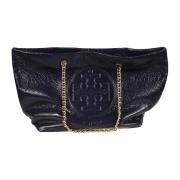 Crinkle Patent Chain Tote Tas Tory Burch , Black , Dames