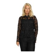 Elegante Zwarte Kant Shirt 2-Biz , Black , Dames