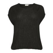 Zwart Diepe Blouse met Pofmouwen Kaffe Curve , Black , Dames