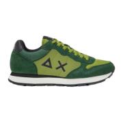 Groene Tom Sneaker met Mix van Materialen Sun68 , Green , Heren