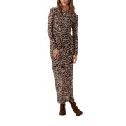 Luipaardprint Maxi Mesh Jurk Catwalk Junkie , Brown , Dames