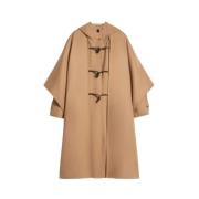 Oversized Wollen Cape Jas met Capuchon Weekend , Brown , Dames