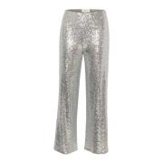 Paillet Wijde Pijp Broek Zilver Part Two , Gray , Dames