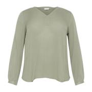 Vetiver Lange Mouwen Blouse Kaffe Curve , Green , Dames