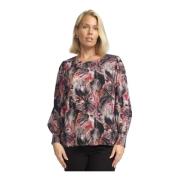 Roze Bloes met Smock Manchetten 2-Biz , Multicolor , Dames