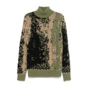 Intarsia Gebreide Mock Neck Sweater Dondup , Multicolor , Heren