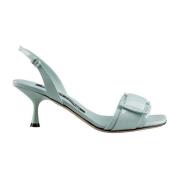 Groene Leren Sandalen Elegante Stijl Sergio Rossi , Green , Dames