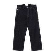 Zwarte Denim Broek met Contraststiksels Junya Watanabe , Black , Heren