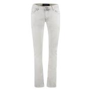 Versleten Slim Fit Jeans met Logo Label Hand Picked , Gray , Heren