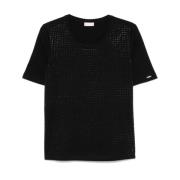 Zwart Strass Versierde Crew Neck T-shirt Liu Jo , Black , Dames